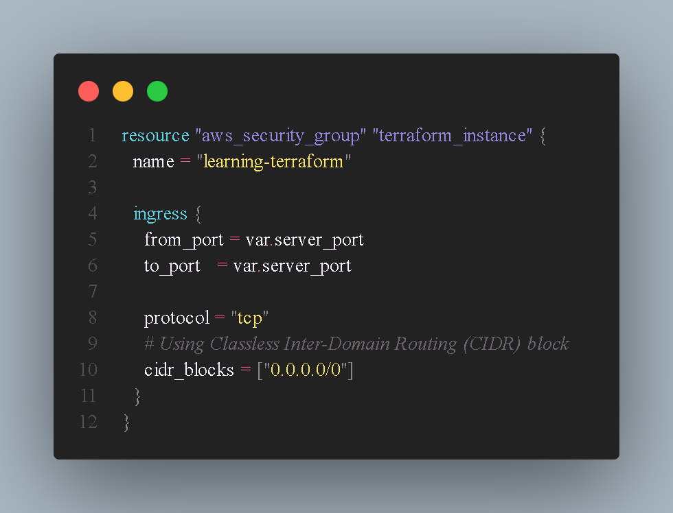 Setting the port to be dynamic using variable